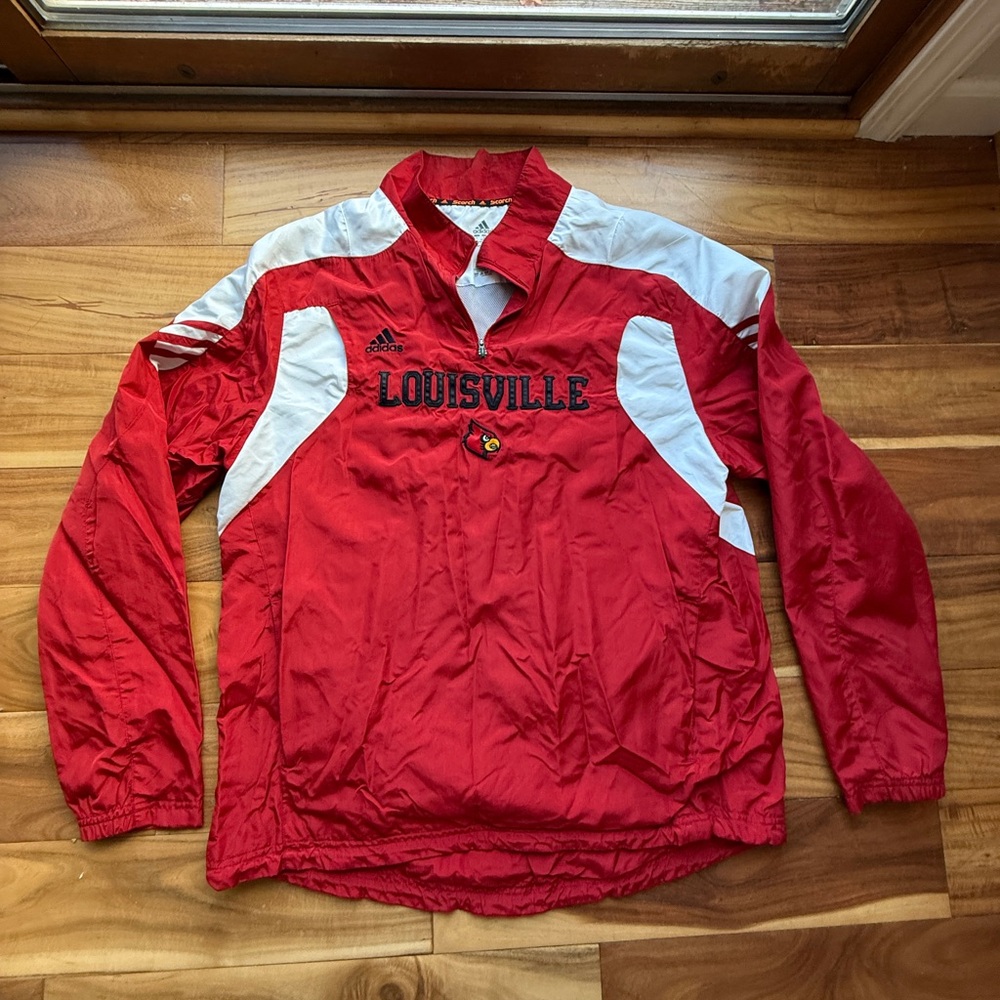 Adidas University of Louisville Cardinals Climaproof 1/4-ZipPullover Windbreaker
